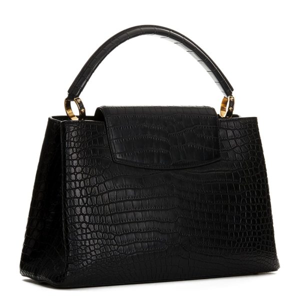 Louis Vuitton Capucines Black Mini Crocodile Women Handbag - Image 3