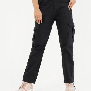 HIGH WAISTED CARGO BLACK PANT