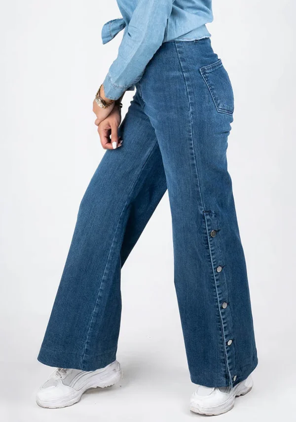 Slit Denim Jean - Mid Blue