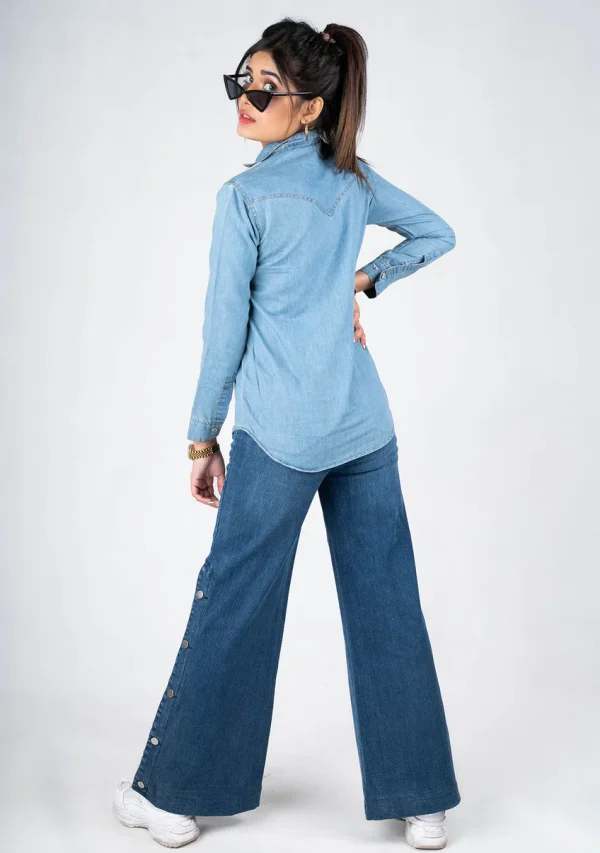 Slit Denim Jean - Mid Blue - Image 2