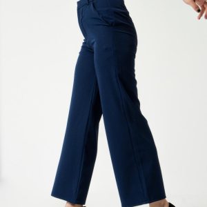 HIGH RISE WIDE LEG NAVY BLUE PANT W POCKET