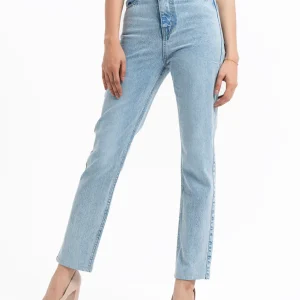 High Waisted Straight Jeans - Light Blue