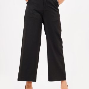 HIGH RISE WIDE LEG BLACK PANT WITH POCKET