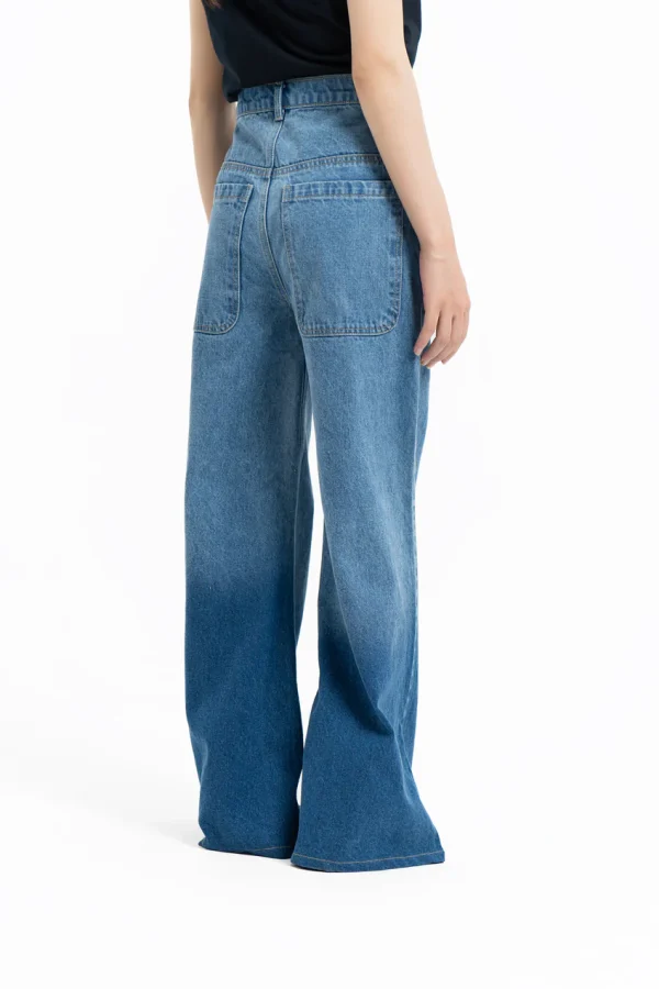 Skater Wide Leg Jean - Mid Blue - Image 3