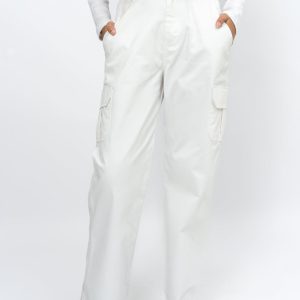 WIDE LEG CARGO WHITE PANT