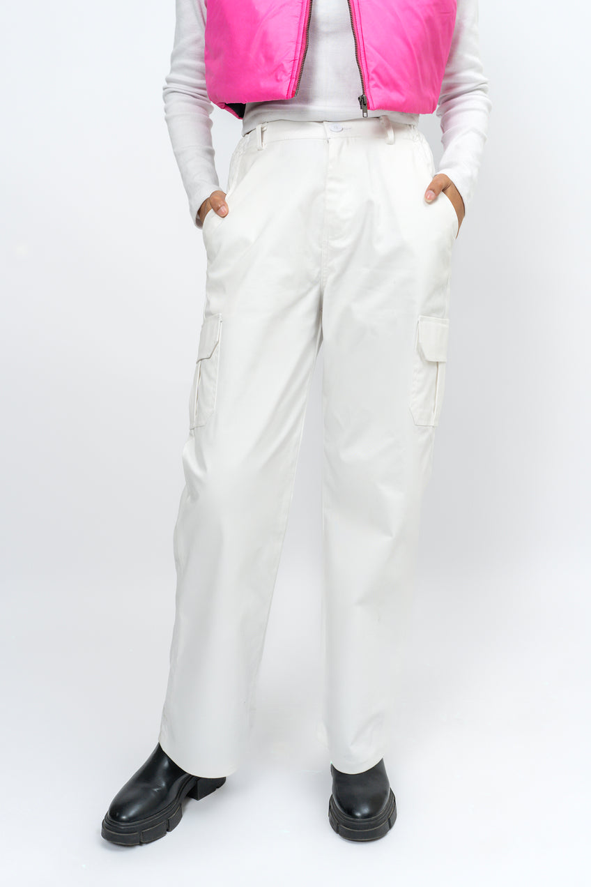 WIDE LEG CARGO WHITE PANT