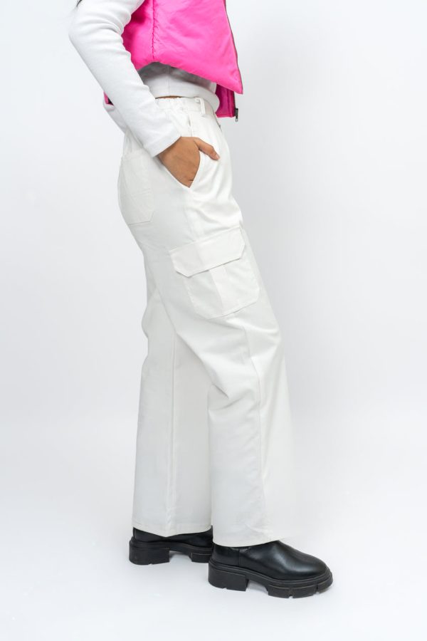 WIDE LEG CARGO WHITE PANT - Image 2