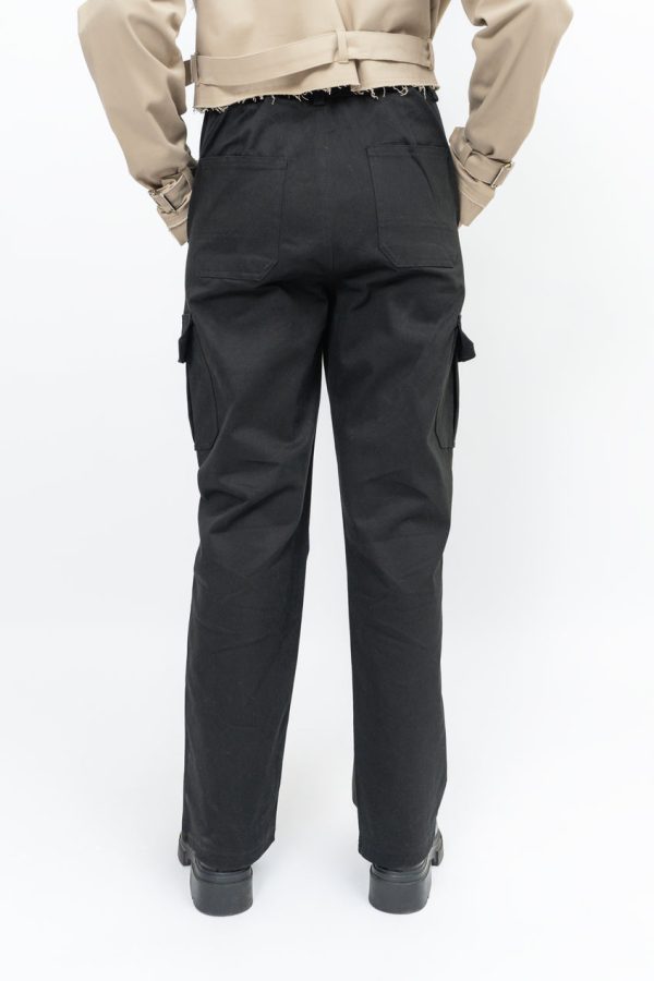 WIDE LEG CARGO BLACK PANT - Image 2