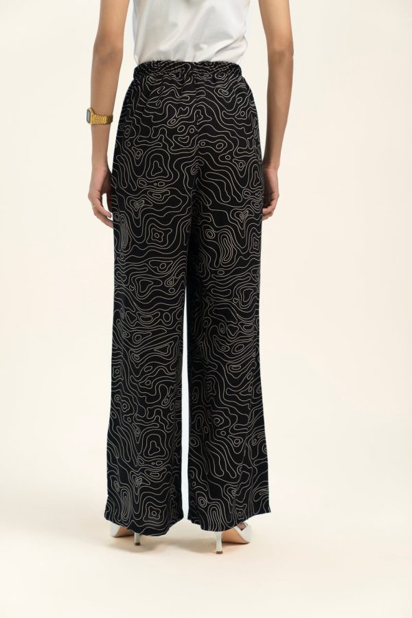 HIGH WAISTED PANTS BLACK WITH GEOMETRIC PRINT - Image 2