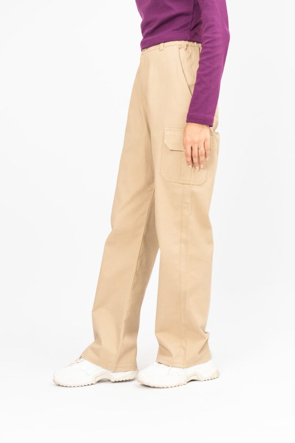 WIDE LEG CARGO CAMEL BROWN PANT - Image 2