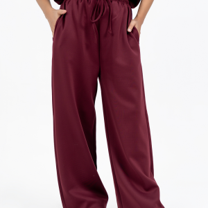 WIDE LEG BURGUNDY PANT IN SCUBA