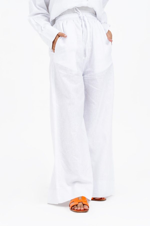 PULL-ON BOOTCUT WHITE LINEN PANT - Image 2